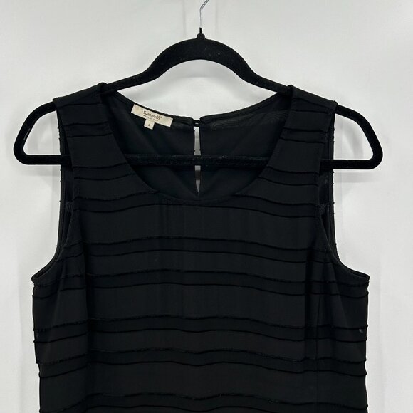 SANTORELLI Black Layered Stripes Sleeveless Italian Blouse Tank Top Size 4 - Picture 3 of 6
